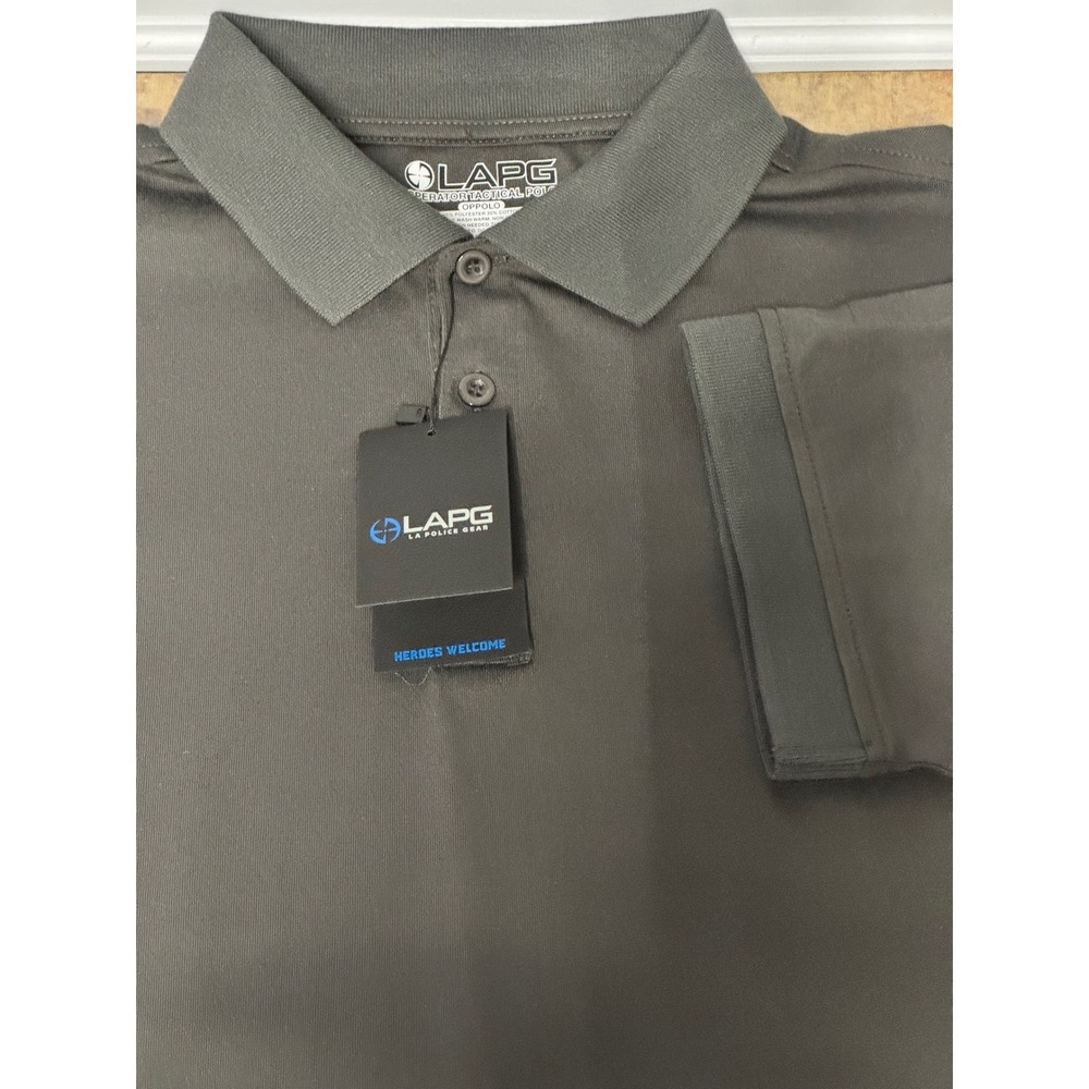 LA Police Gear Operator Tactical Polo Shirt Mens Large Charcoal Short Sleeve NWT
